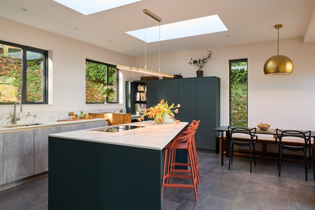 Sevenoaks Green & Concrete-Effect Kitchen